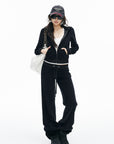 IAMXIAA Velour Zip-Up Hoodie & Wide-Leg Pants Set
