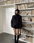 WARDEN EDGE High Collar Belted Peplum Jacket