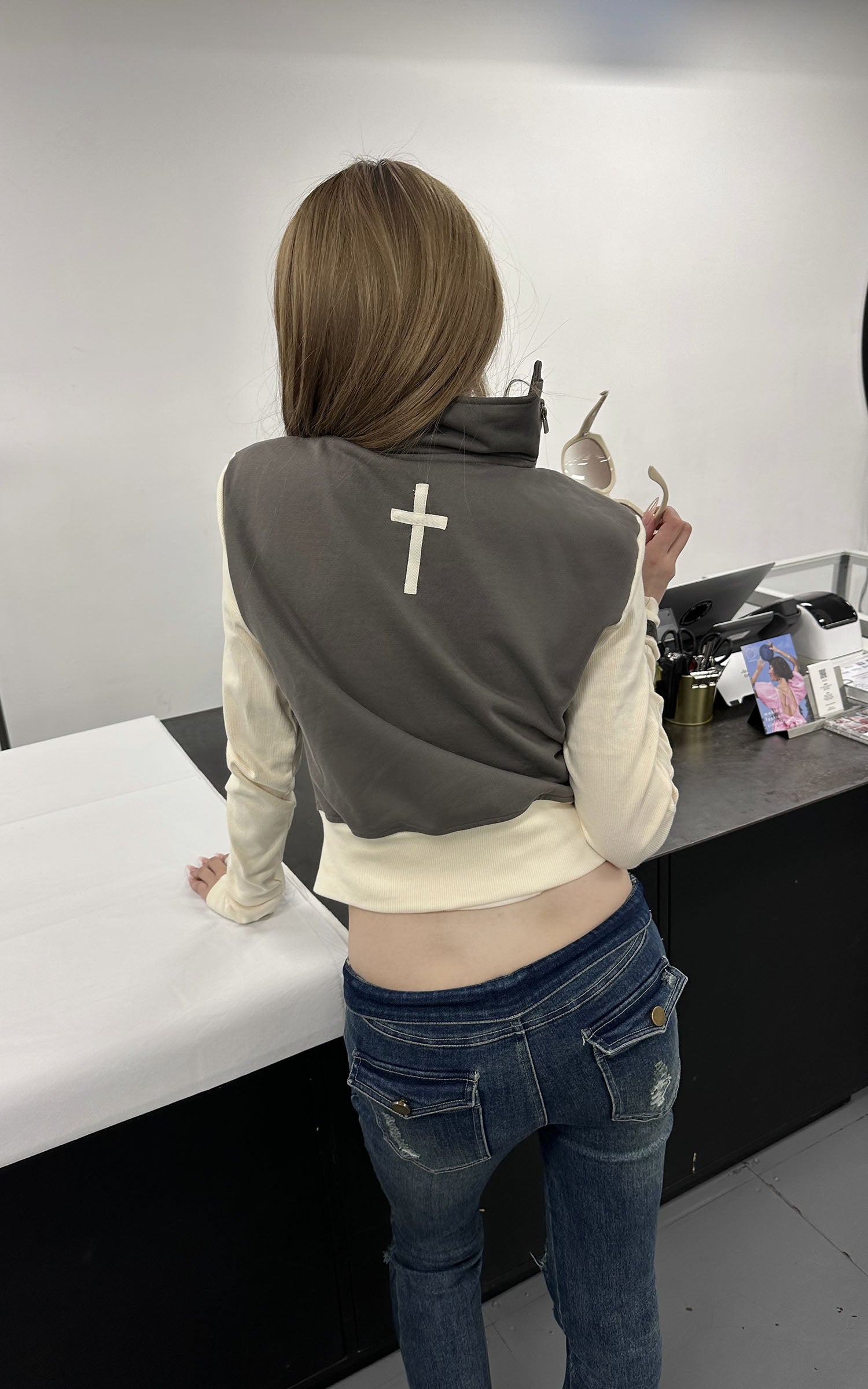 Rase le sol Asymmetric High-Neck Zip Jacket