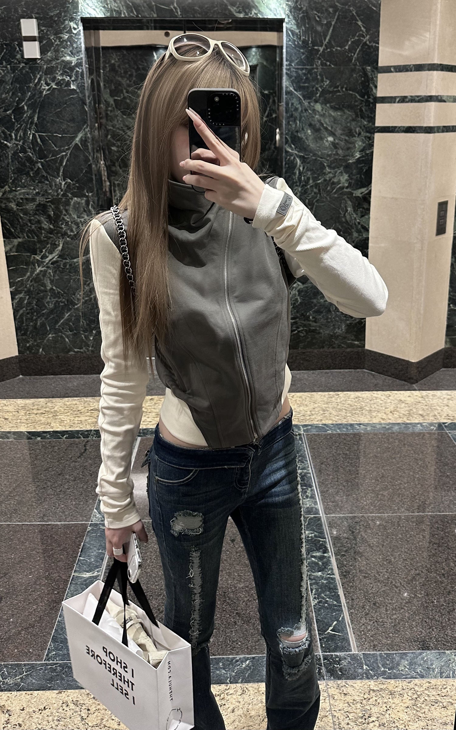 Rase le sol Asymmetric High-Neck Zip Jacket