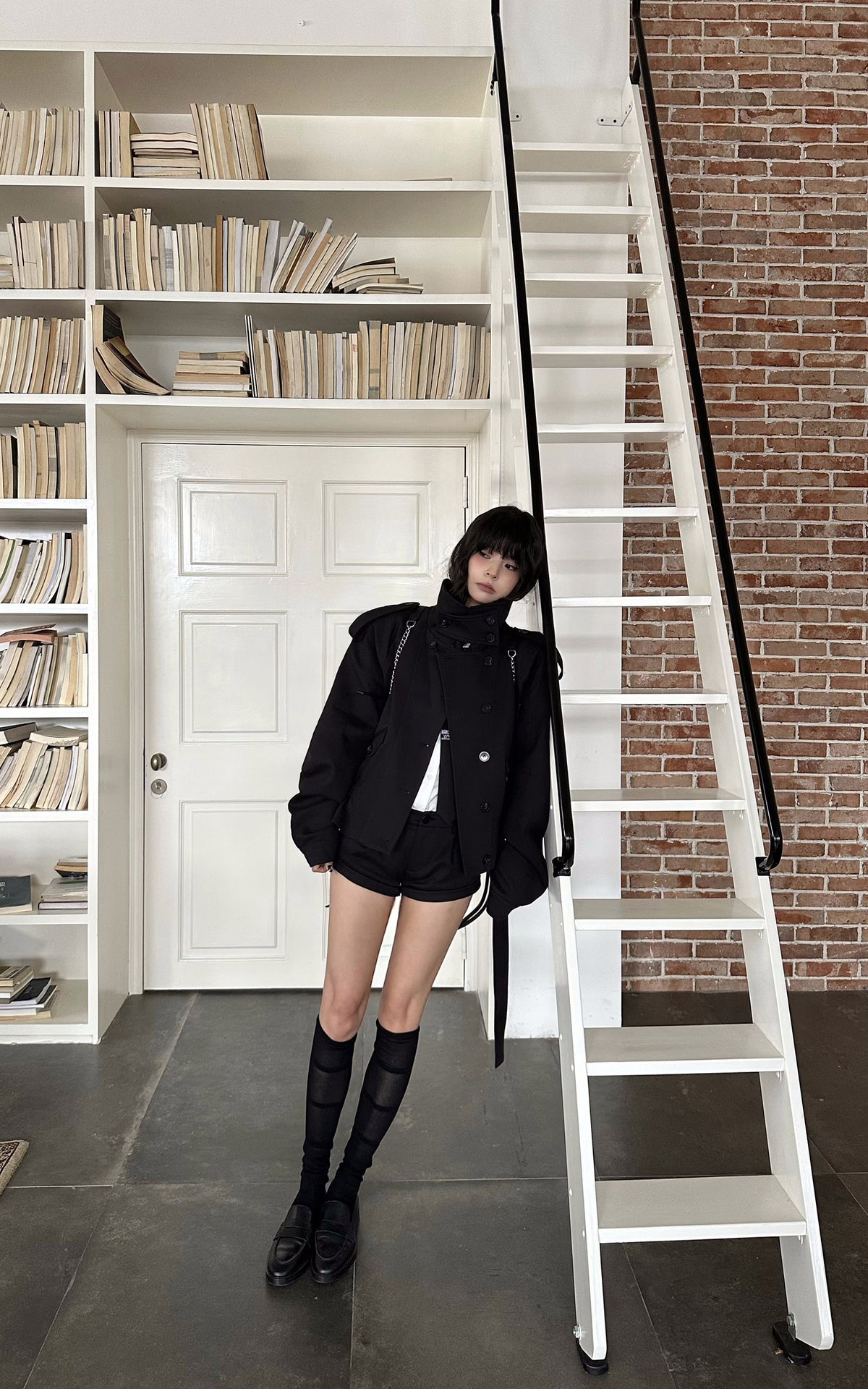 WARDEN EDGE High Collar Belted Peplum Jacket
