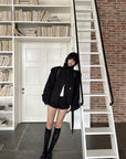 WARDEN EDGE High Collar Belted Peplum Jacket
