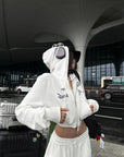 WARDEN EDGE Textured Fleece Cropped Hoodie & Wide Leg Sweatpants Set