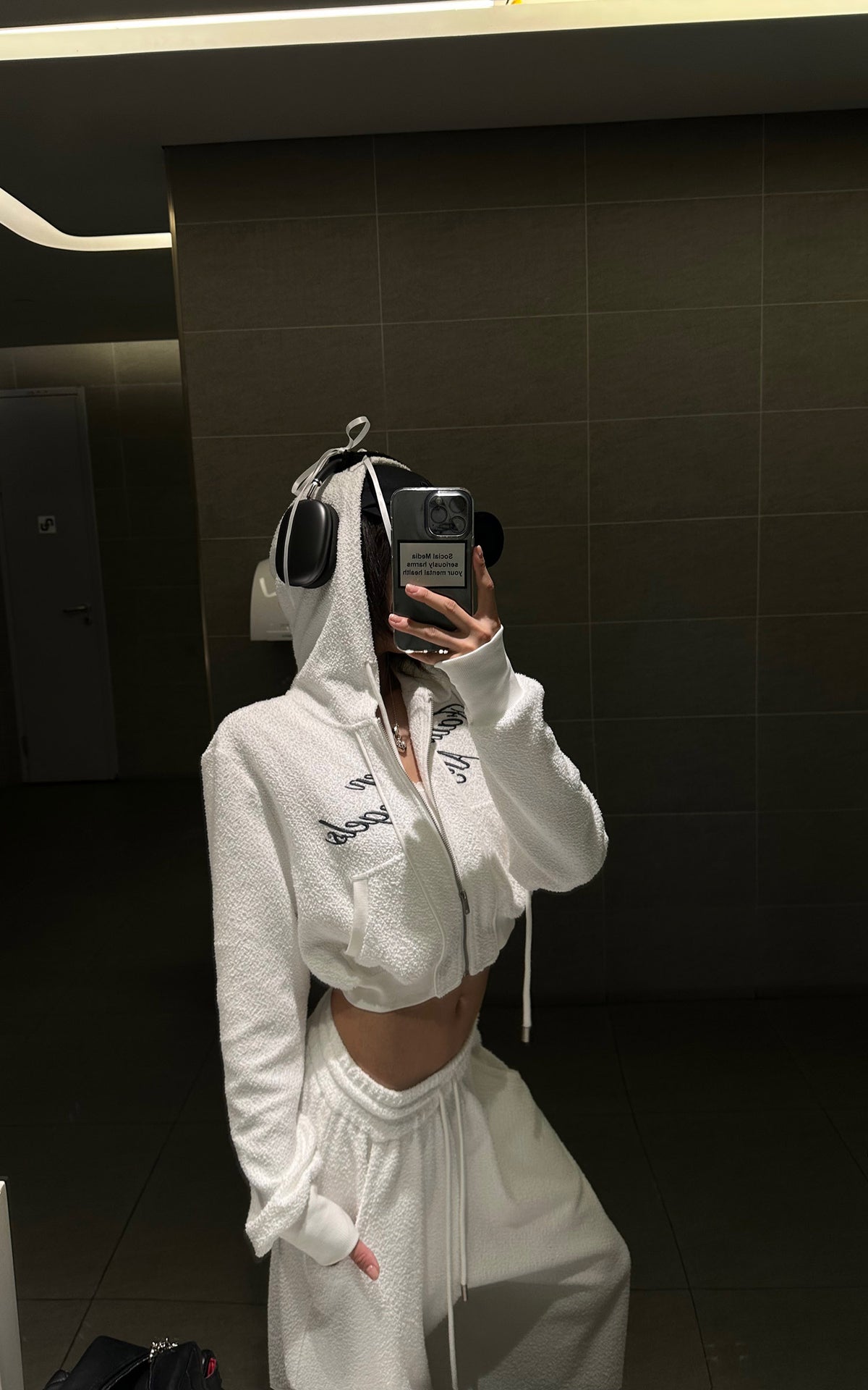 WARDEN EDGE Textured Fleece Cropped Hoodie &amp; Wide Leg Sweatpants Set