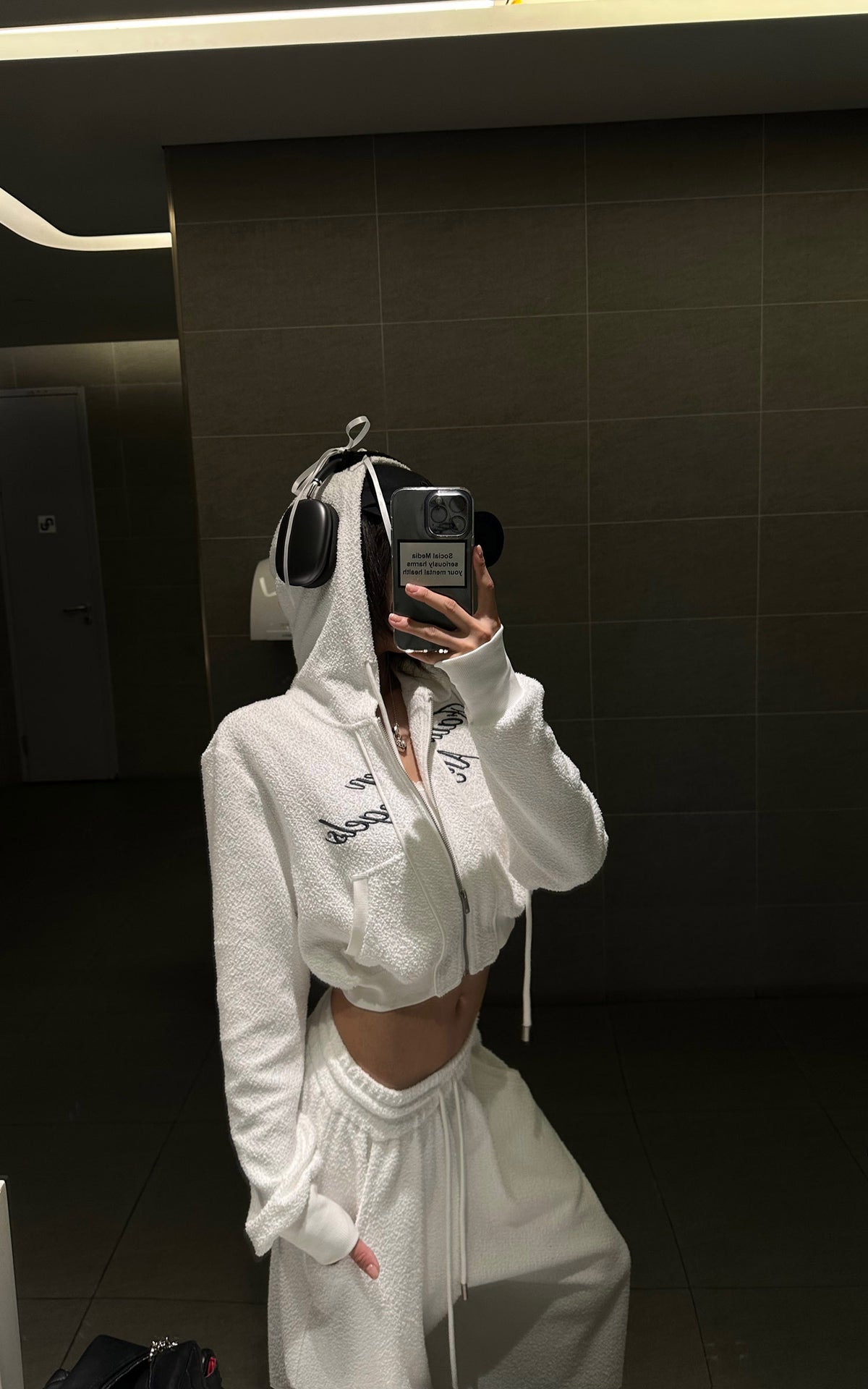 WARDEN EDGE Textured Fleece Cropped Hoodie &amp; Wide Leg Sweatpants Set