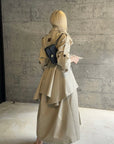 Rase le sol Sculpted High-Collar Layered Trench Coat
