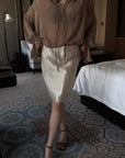 Hydrae Ruffle Collar Sheer Bell-Sleeve Blouse