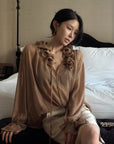 Hydrae Ruffle Collar Sheer Bell-Sleeve Blouse