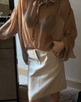 Hydrae Ruffle Collar Sheer Bell-Sleeve Blouse