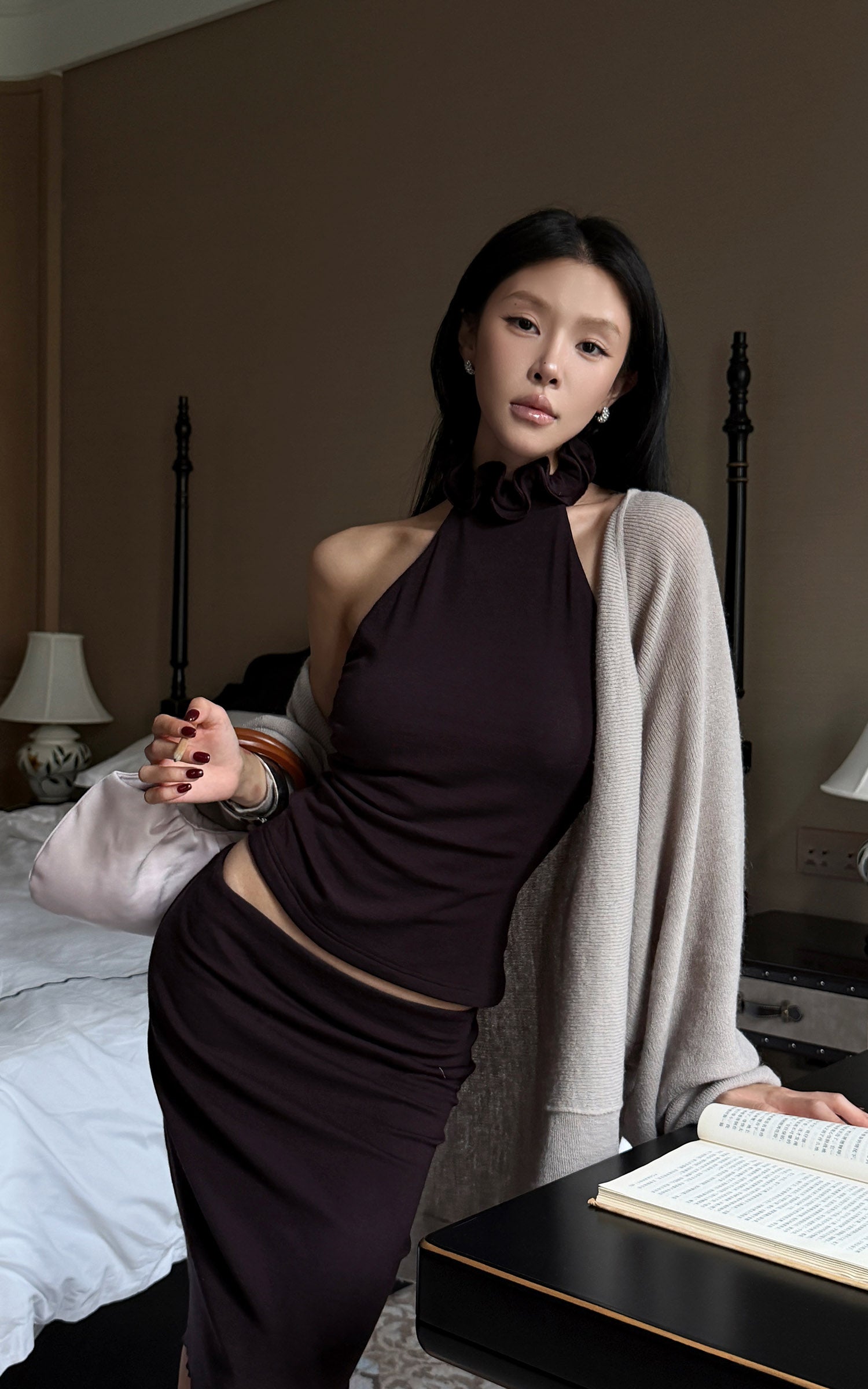 Hydrae Ruffle Halter Top &amp; Midi Skirt Set