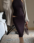 Hydrae Ruffle Halter Top & Midi Skirt Set