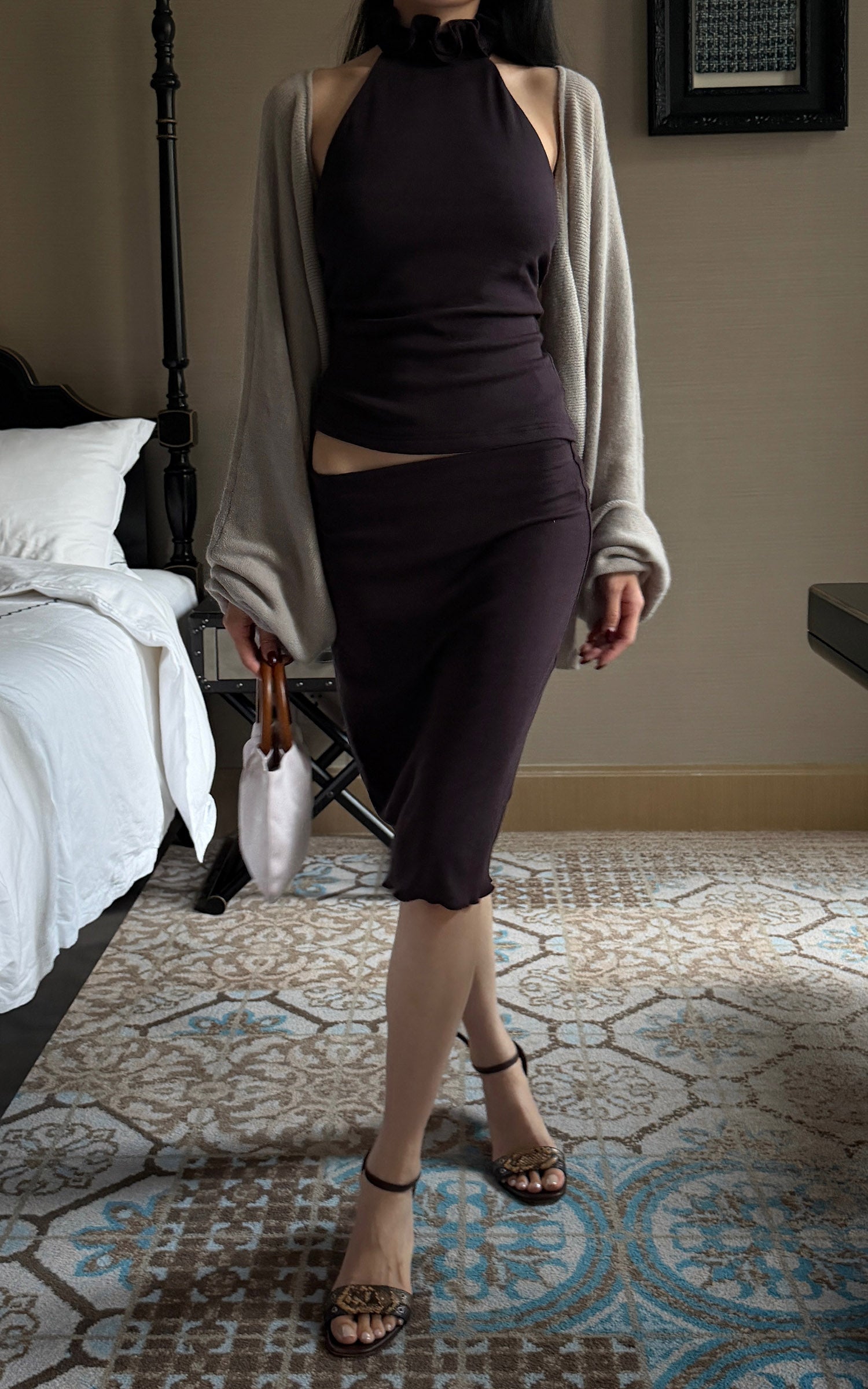 Hydrae Ruffle Halter Top &amp; Midi Skirt Set