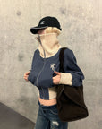 Rase le sol Sculpted High-Neck Corset Denim Jacket