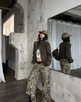 WARDEN EDGE Distressed Suede High-Neck Cropped Jacket