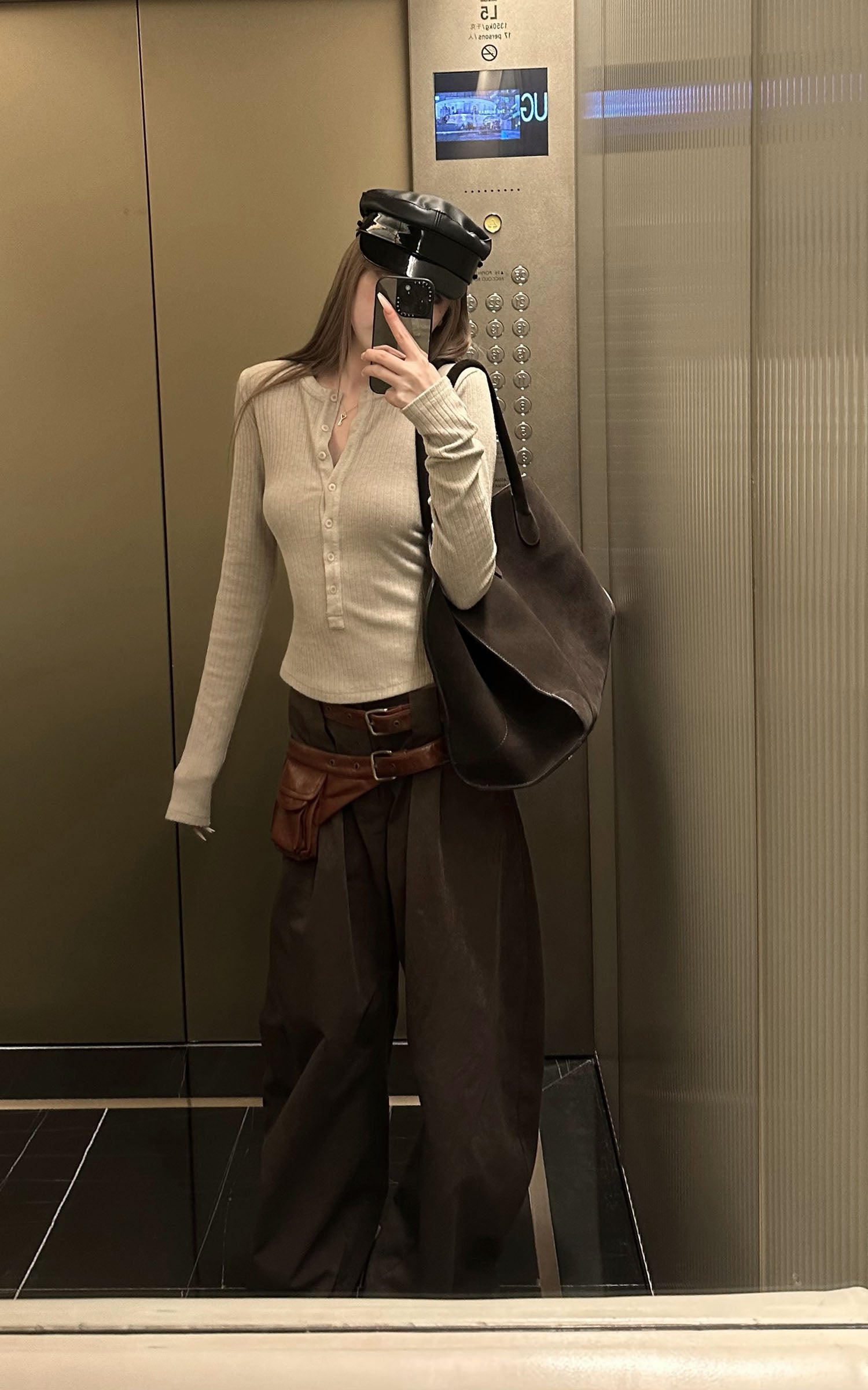 Rase le sol Second-Skin Ribbed Button Long Sleeve Top