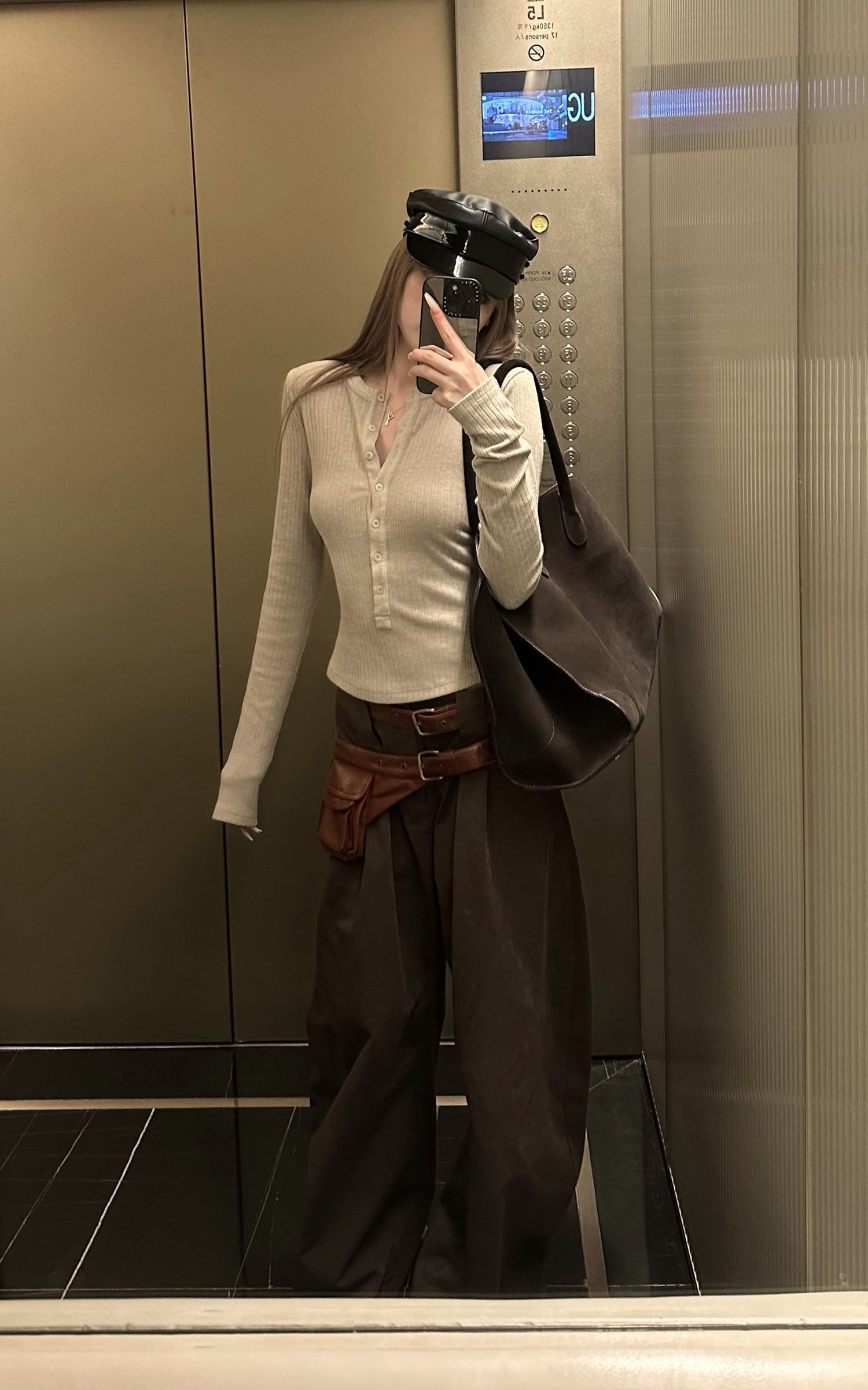 Rase le sol Layered Utility Belt Wide-Leg Pants