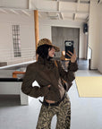 WARDEN EDGE Distressed Suede High-Neck Cropped Jacket