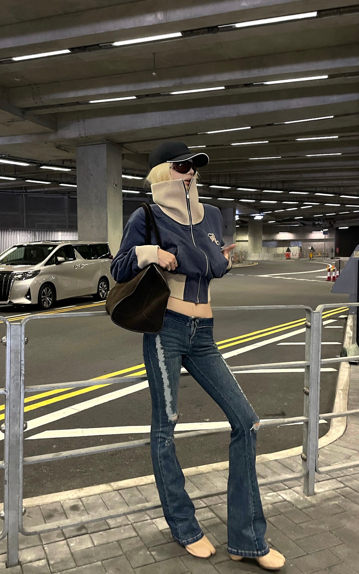 Rase le sol Sculpted High-Neck Corset Denim Jacket