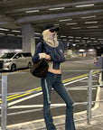 Rase le sol Sculpted High-Neck Corset Denim Jacket