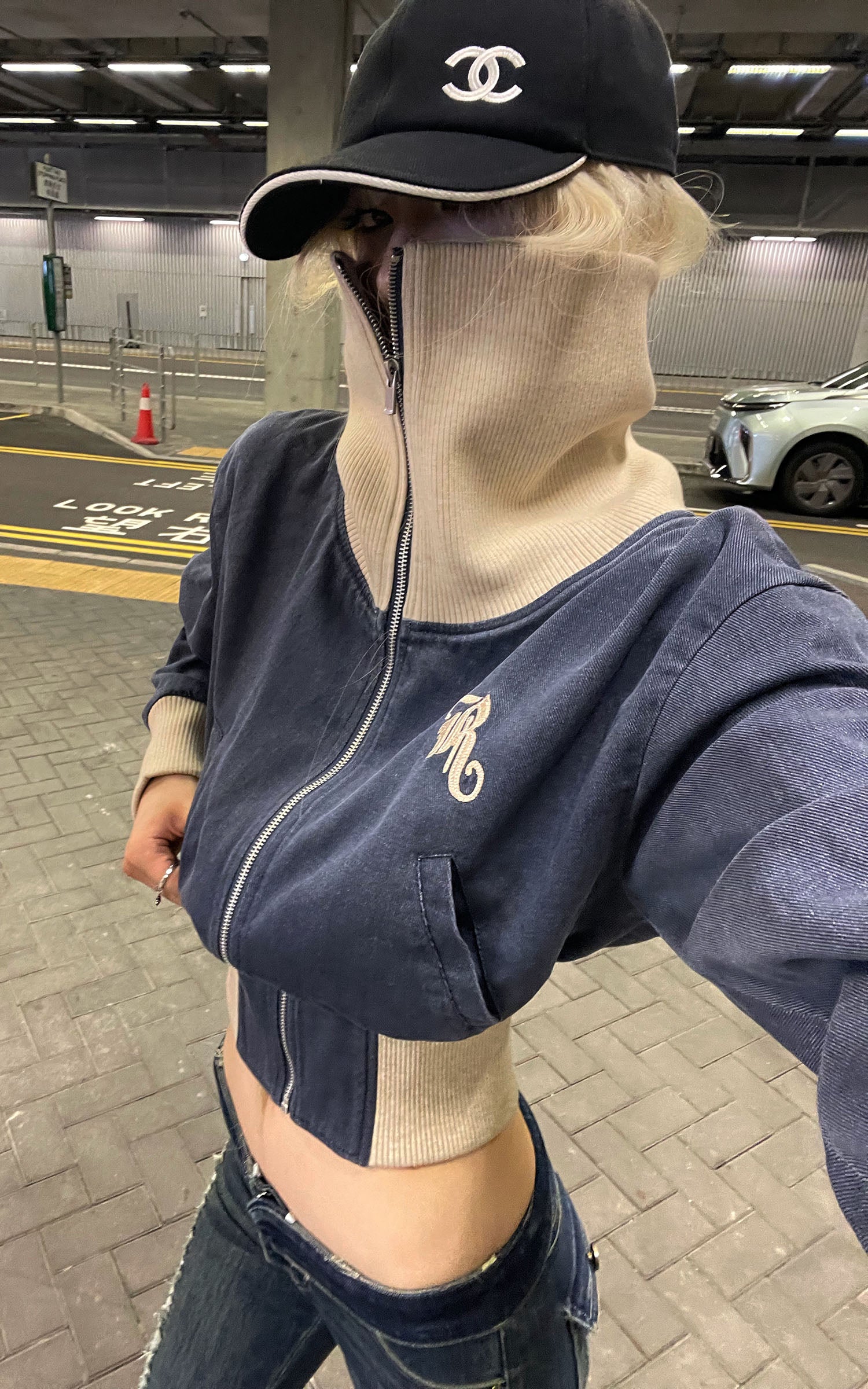 Rase le sol Sculpted High-Neck Corset Denim Jacket