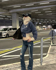 Rase le sol Sculpted High-Neck Corset Denim Jacket