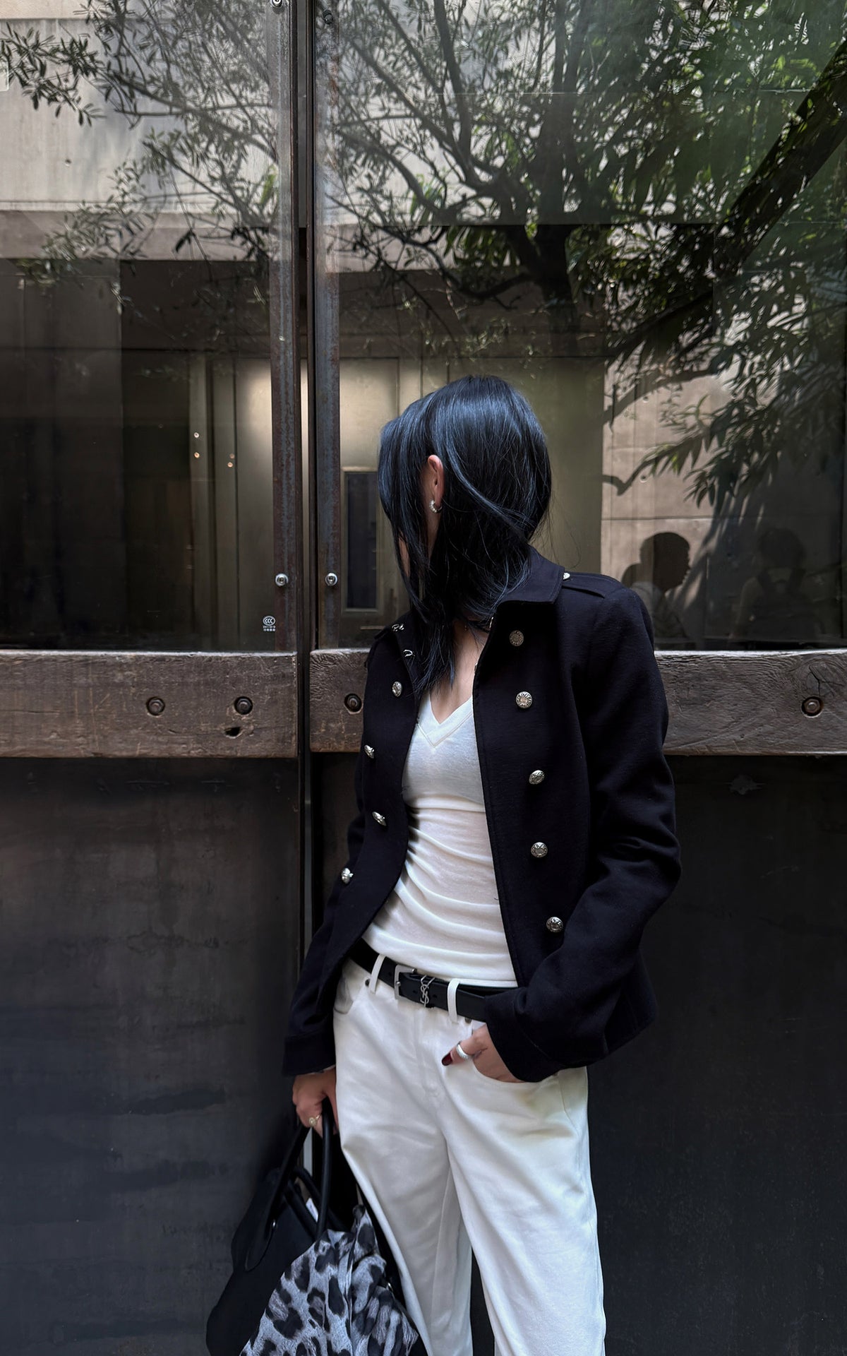 Hydrae Sculpted Waist Military Button Structured Blazer Jacket