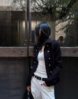 Hydrae Sculpted Waist Military Button Structured Blazer Jacket