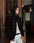 Hydrae Sculpted Waist Military Button Structured Blazer Jacket