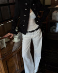 Hydrae Sculpted Waist Military Button Structured Blazer Jacket