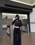 WARDEN EDGE Textured Fleece Cropped Hoodie & Wide Leg Sweatpants Set