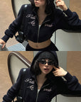 WARDEN EDGE Textured Fleece Cropped Hoodie & Wide Leg Sweatpants Set
