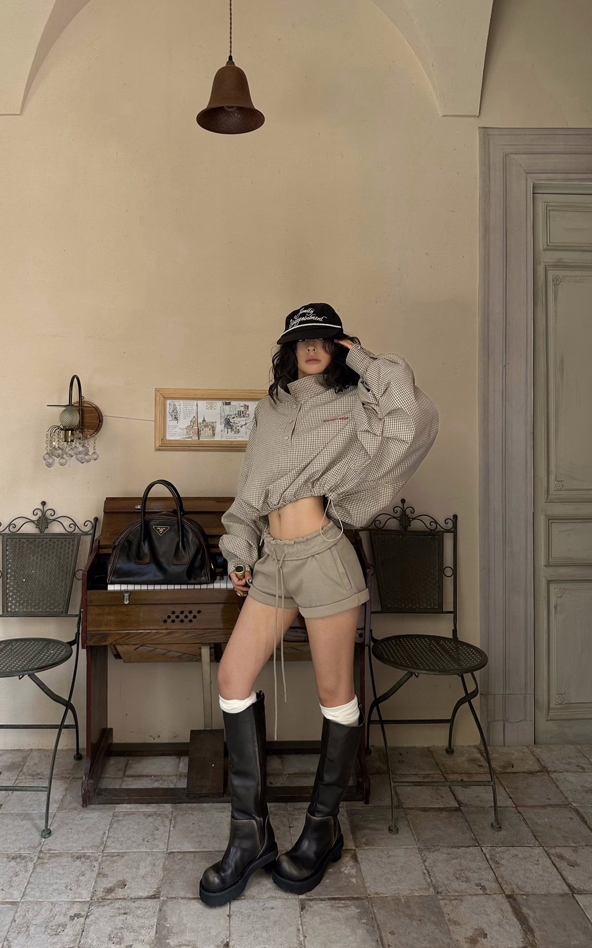 WARDEN EDGE Mini-jupe à taille repliée avec cordon Short