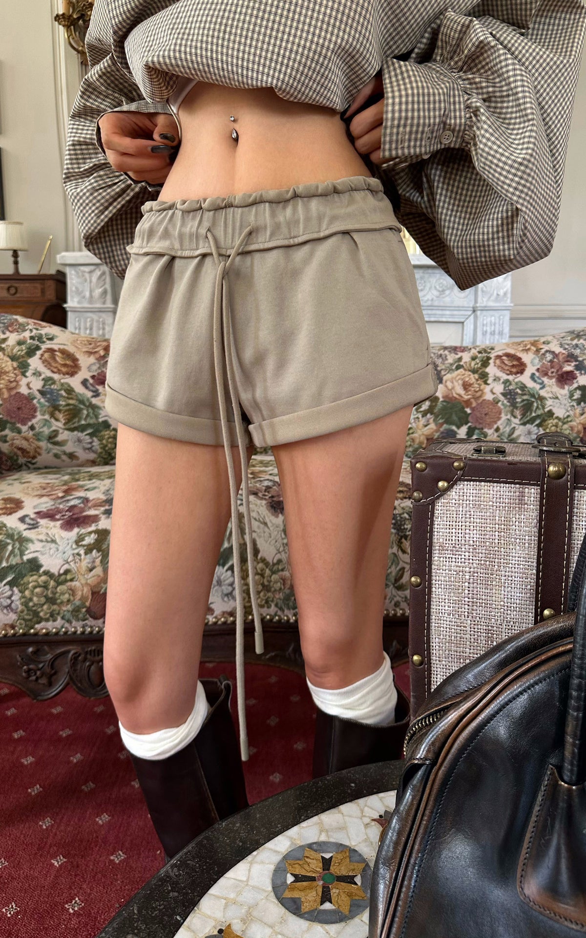 WARDEN EDGE Mini-jupe à taille repliée avec cordon Short
