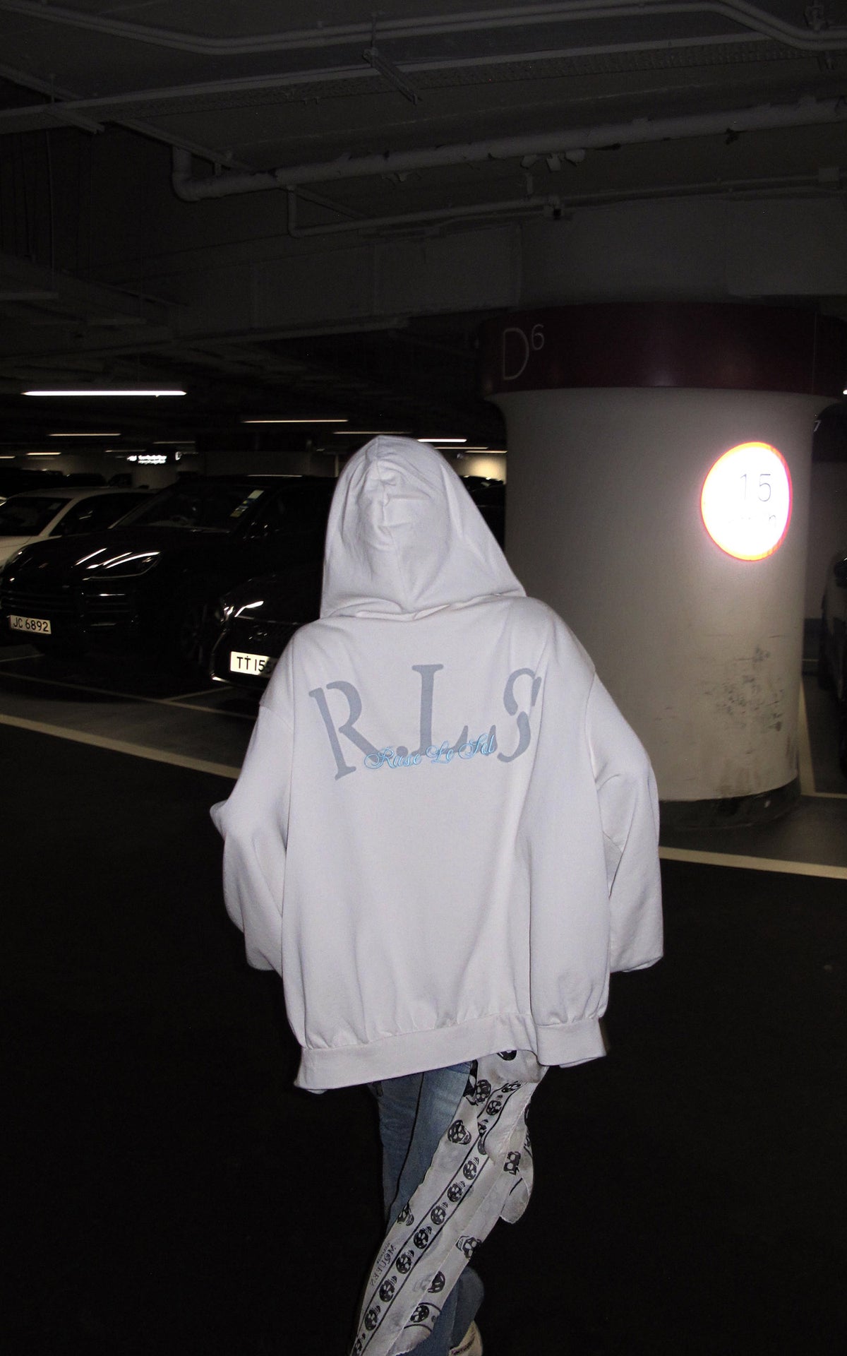 Rase le sol レイヤードダブルフードオーバーサイズグラフィックジップアップスウェットジャケット