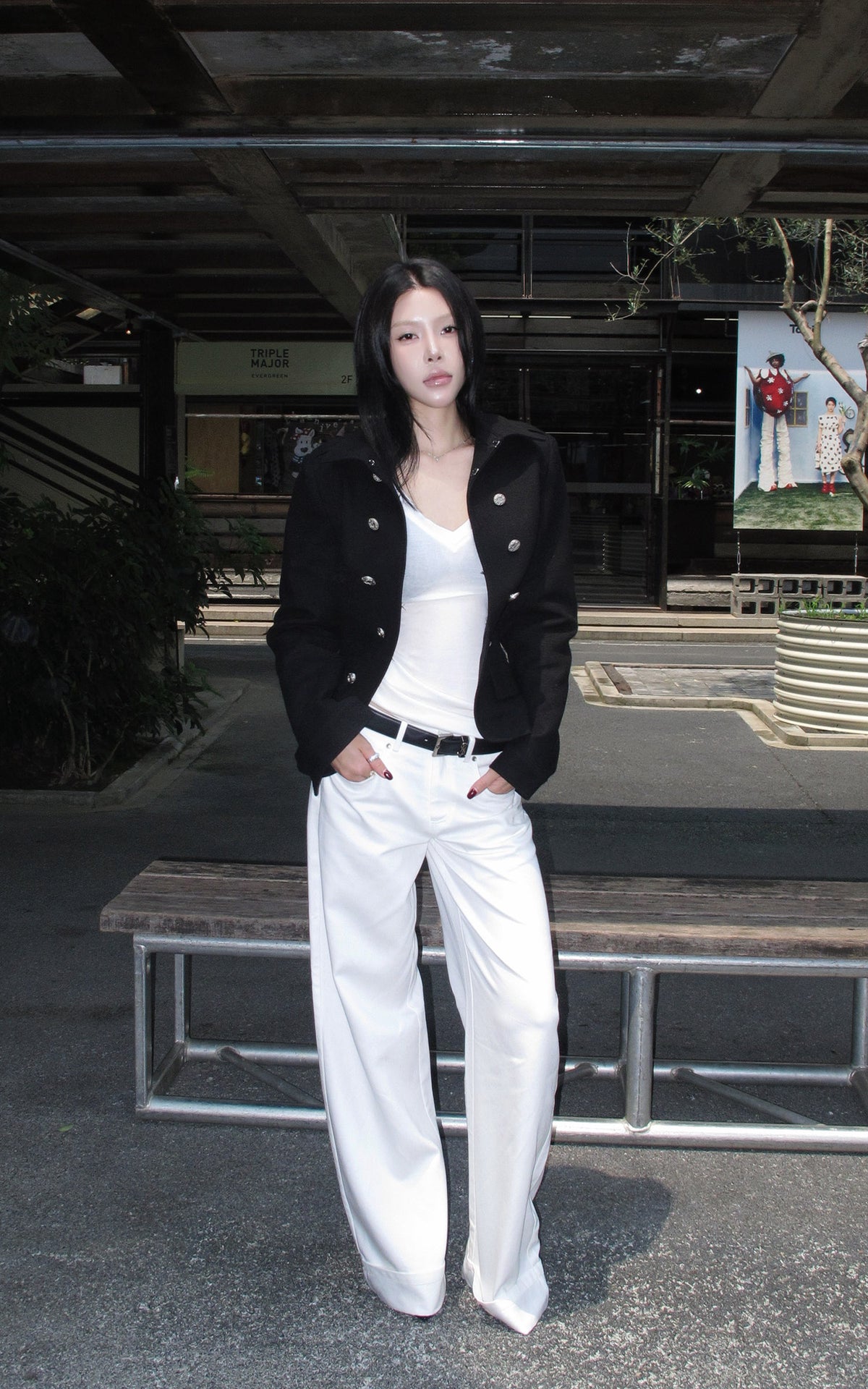 Hydrae Sculpted Waist Military Button Structured Blazer Jacket