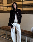 Hydrae Sculpted Waist Military Button Structured Blazer Jacket
