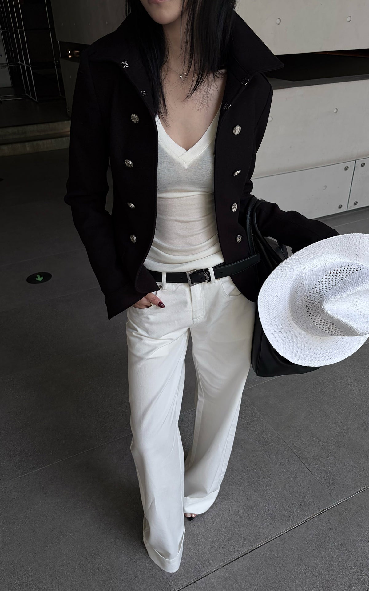 Hydrae Sculpted Waist Military Button Structured Blazer Jacket