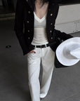 Hydrae Sculpted Waist Military Button Structured Blazer Jacket