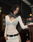 Hydrae Sheer V-Neck Second-Skin Long-Sleeve Top