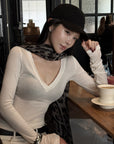 Hydrae Sheer V-Neck Second-Skin Long-Sleeve Top