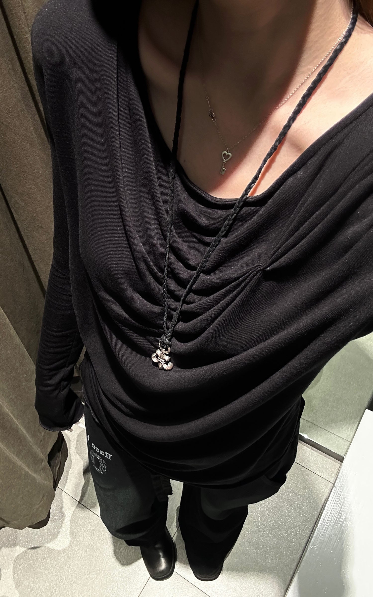 Rase le sol Asymmetric Draped Long-Sleeve Top