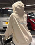 Rase le sol レイヤードダブルフードオーバーサイズグラフィックジップアップスウェットジャケット