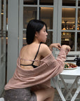 Hydrae Sheer Off-Shoulder Slouchy Knit Sweater