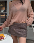 Hydrae Sheer Off-Shoulder Slouchy Knit Sweater