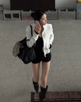 Hydrae Deconstructed Foldover Scoop-Neck Long-Sleeve Top