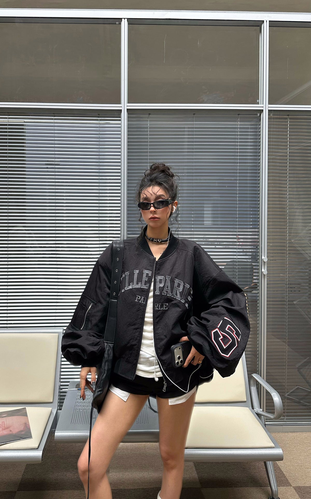 WARDEN EDGE Blouson Bombardier Oversize à Motif Varsity