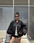 WARDEN EDGE Blouson Bombardier Oversize à Motif Varsity