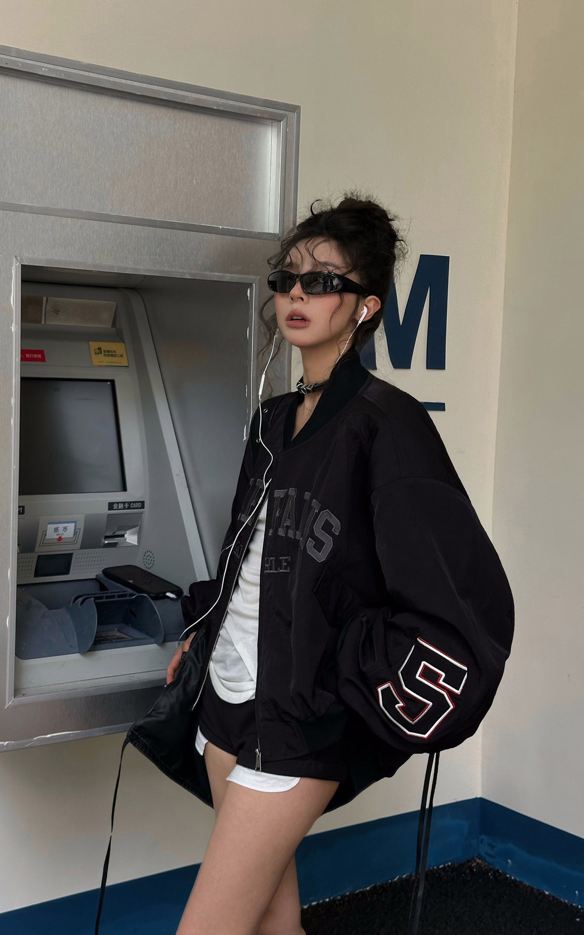 WARDEN EDGE Blouson Bombardier Oversize à Motif Varsity
