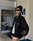 WARDEN EDGE Blouson Bombardier Oversize à Motif Varsity