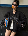 WARDEN EDGE Blouson Bombardier Oversize à Motif Varsity